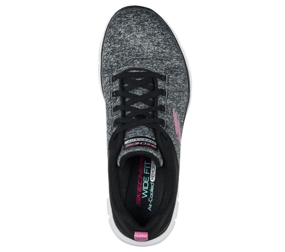 Skechers Flex Appeal 4.0 Women's Training Shoes Black Grey Pink | IHDO26798