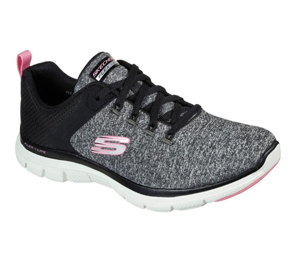 Skechers Flex Appeal 4.0 Women\'s Training Shoes Black Grey Pink | IHDO26798
