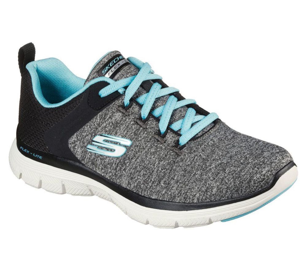 Skechers Flex Appeal 4.0 Women\'s Training Shoes Black Blue Grey | UELM68574