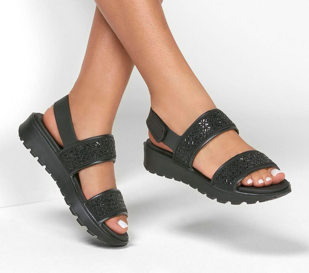 Skechers Foamies: Footsteps - Glam Party Women's Sandals Black | ARPZ71643