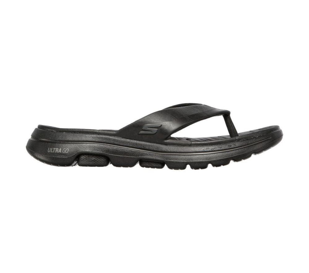 Skechers Foamies: GOwalk 5 - Cabana Men's Flip Flops Black | BPJK82956