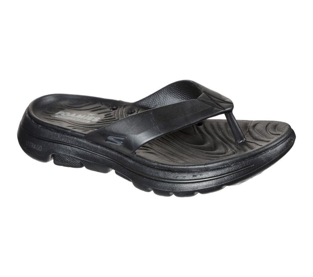 Skechers Foamies: GOwalk 5 - Cabana Men\'s Flip Flops Black | BPJK82956