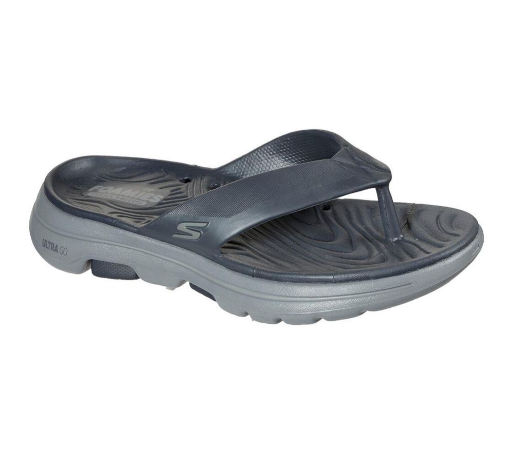 Skechers Foamies: GOwalk 5 - Cabana Men\'s Flip Flops Grey | IQSK08496