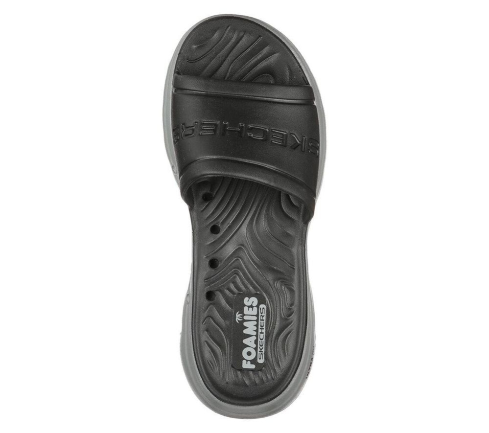 Skechers Foamies: GOwalk 5 - Surf's Out Men's Slides Black Grey | QZAN23570