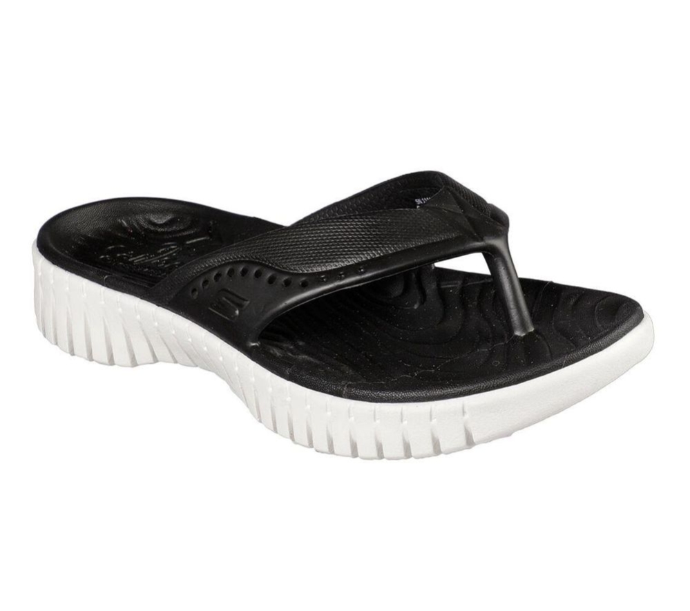 Skechers Foamies: GOwalk Smart - Mahalo Women\'s Flip Flops Black White | UMRV87514