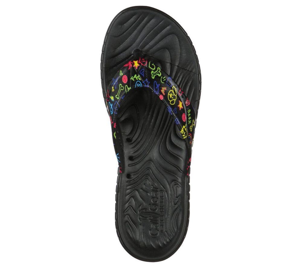 Skechers Foamies: GOwalk Smart - Paw-Some Women's Flip Flops Black Multicolor | NWOE60832