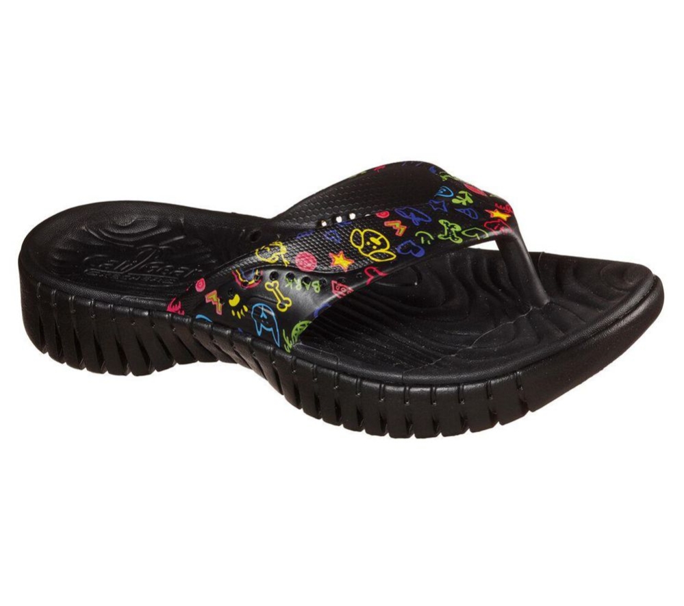 Skechers Foamies: GOwalk Smart - Paw-Some Women\'s Flip Flops Black Multicolor | NWOE60832