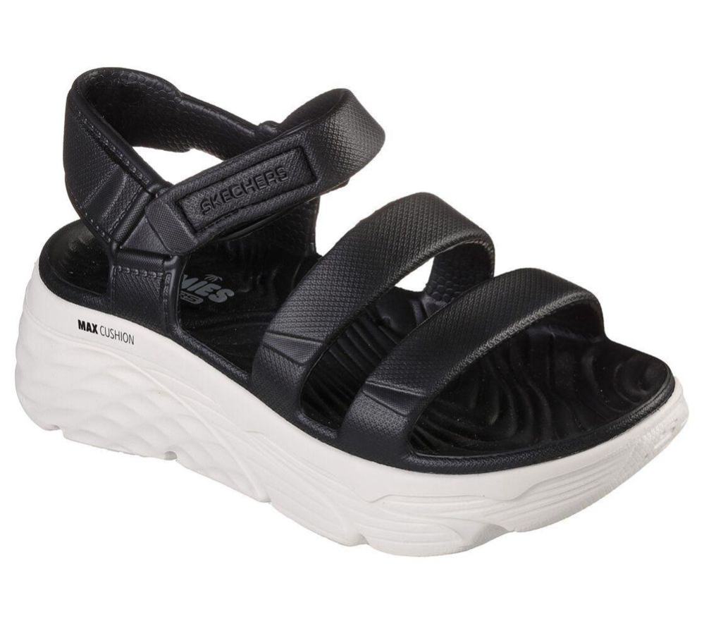Skechers Foamies: Max Cushioning - Aura Women\'s Sandals Black White | NAOQ45892