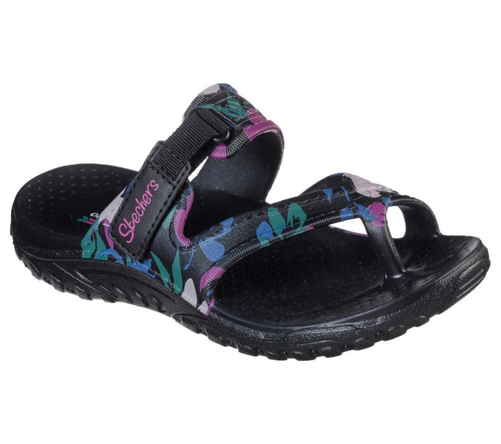 Skechers Foamies: Reggae - Rainforest Women\'s Sandals Black Multicolor | ZFJS50734