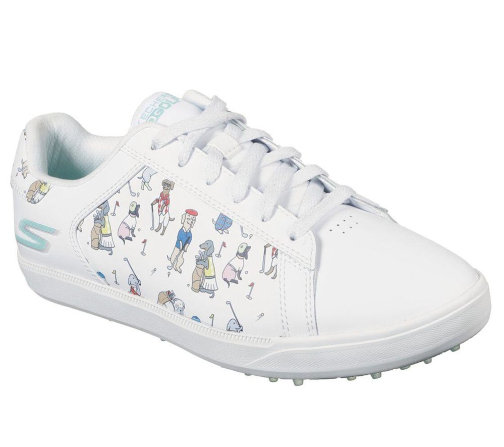 Skechers GO GOLF Drive 4 - Dogs At Play Women\'s Golf Shoes White Multicolor | ZFRV01587