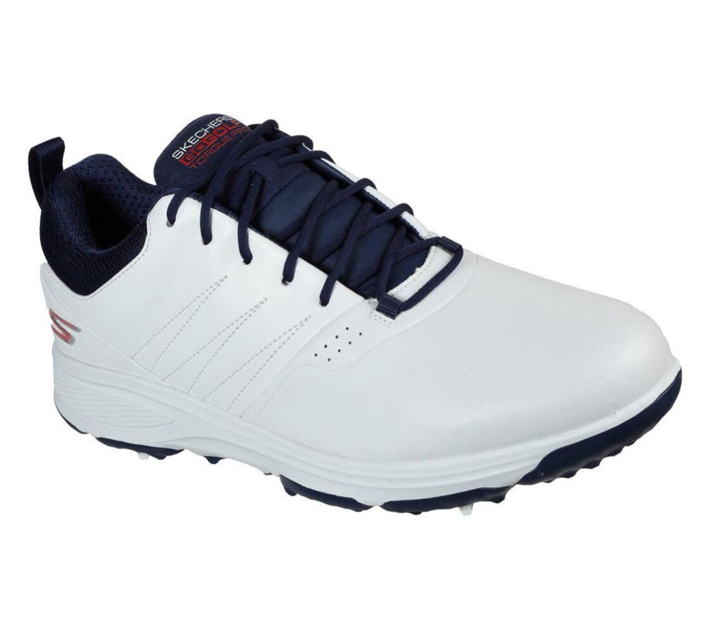 Skechers GO GOLF Torque - Pro Men\'s Golf Shoes White Navy | QKHE81967