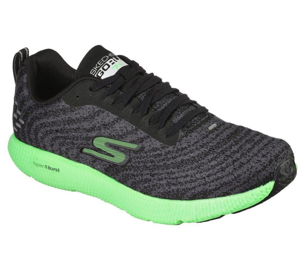 Skechers GOrun 7+ Men\'s Running Shoes Black Green Grey | HYGK40819