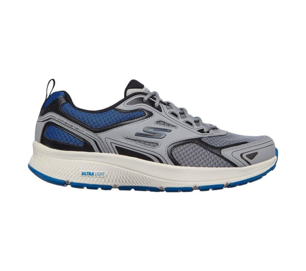 Skechers GOrun Consistent - Vestige Men's Running Shoes Grey Blue | OQXG78421