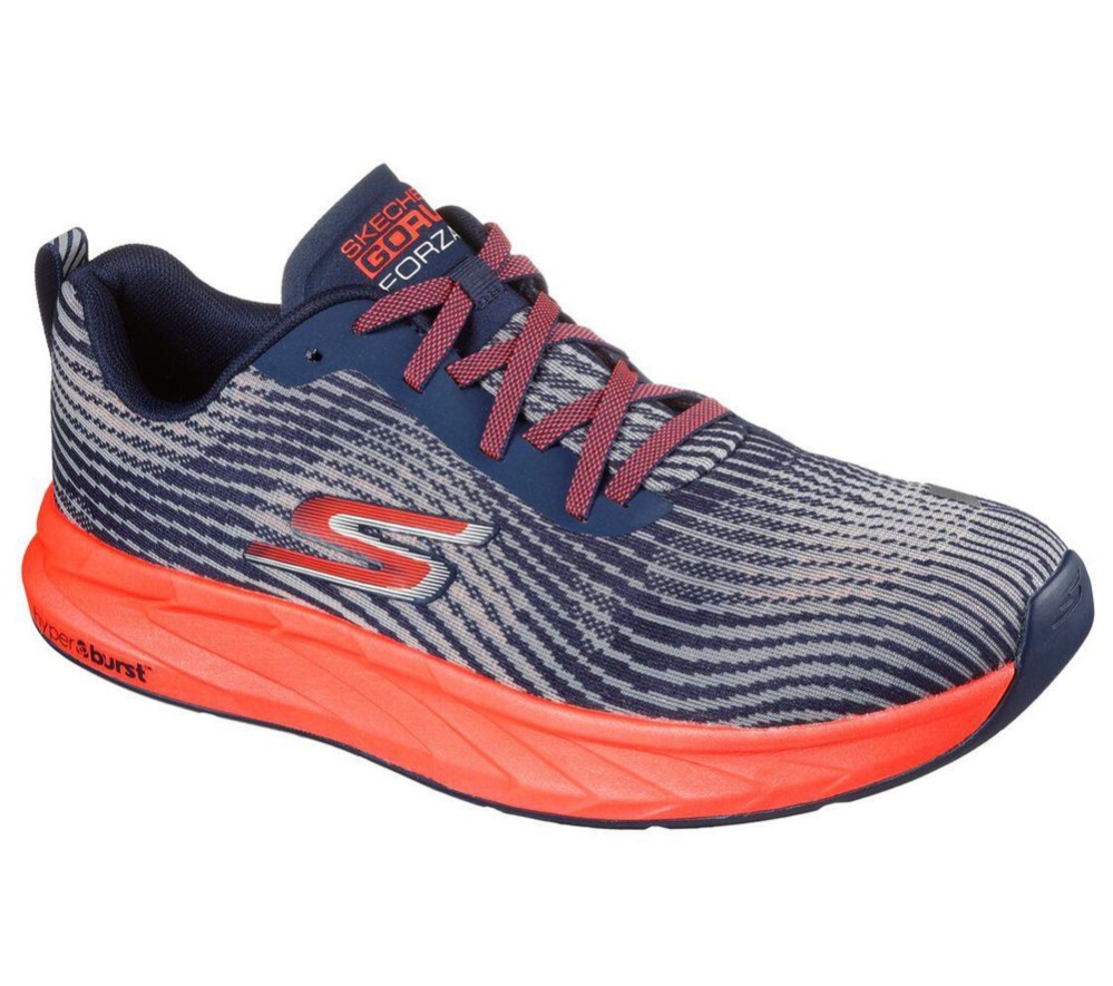 Skechers GOrun Forza 4 Hyper Men\'s Running Shoes Navy Pink Grey | RUOH40382