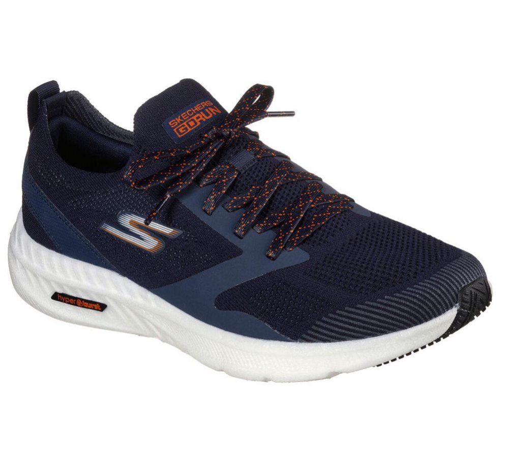 Skechers GOrun Hyper Burst Men\'s Running Shoes Navy Orange | XLPC25794