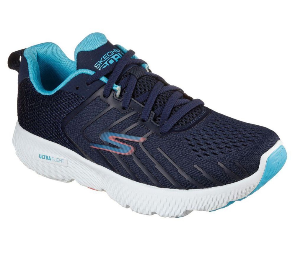 Skechers GOrun Power - Fleetz Women\'s Running Shoes Navy Blue | LOVM45682