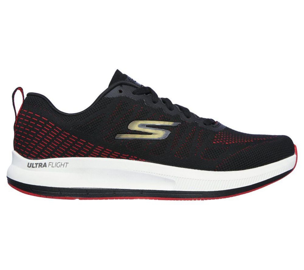 Skechers GOrun Pulse - Strada Men's Running Shoes Black Red | UNQV40285