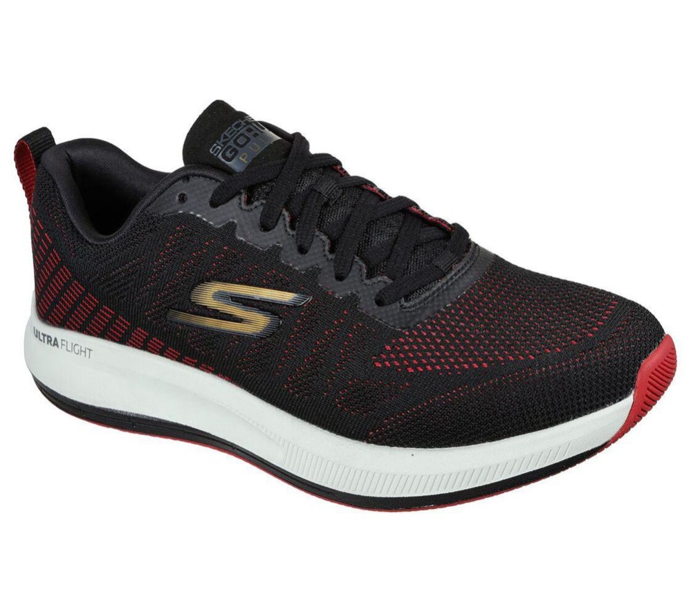 Skechers GOrun Pulse - Strada Men\'s Running Shoes Black Red | UNQV40285