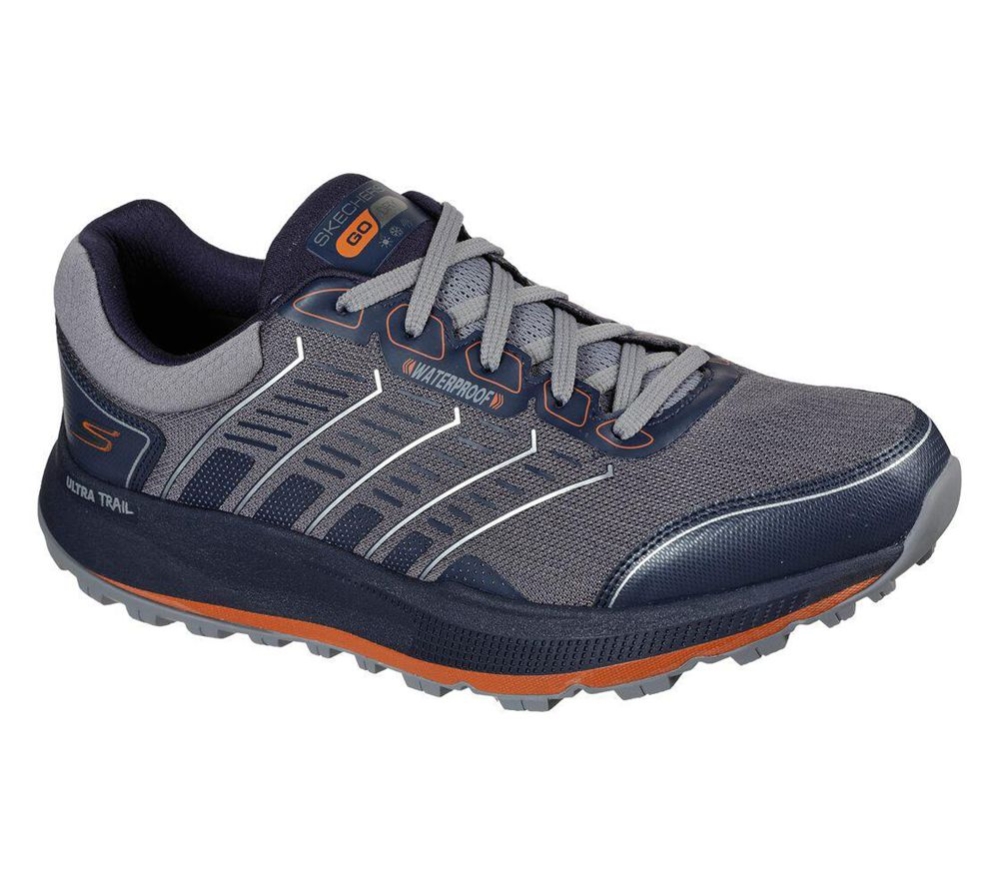 Skechers GOrun Pulse Trail - Swift Range Men\'s Trail Running Shoes Navy Grey | OXLM80672