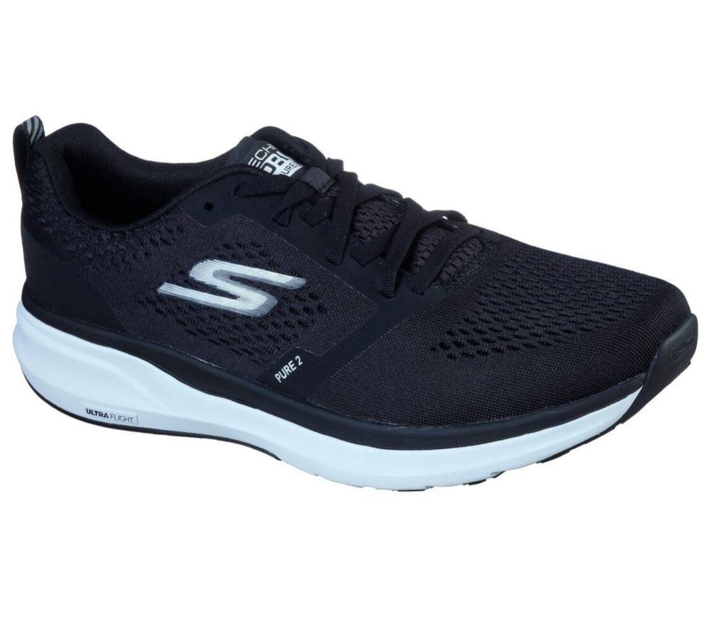 Skechers GOrun Pure 2 Men\'s Running Shoes Black White | WNCM05826