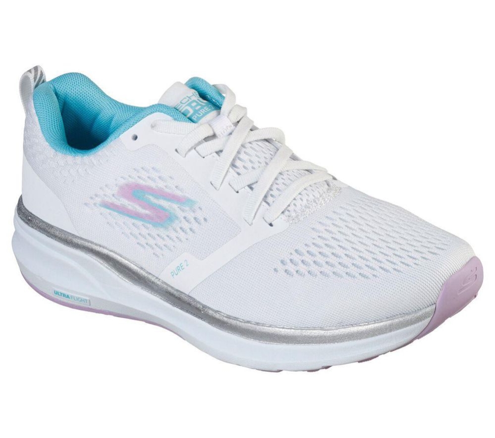 Skechers GOrun Pure 2 Women\'s Running Shoes White Multicolor | FZKN35047