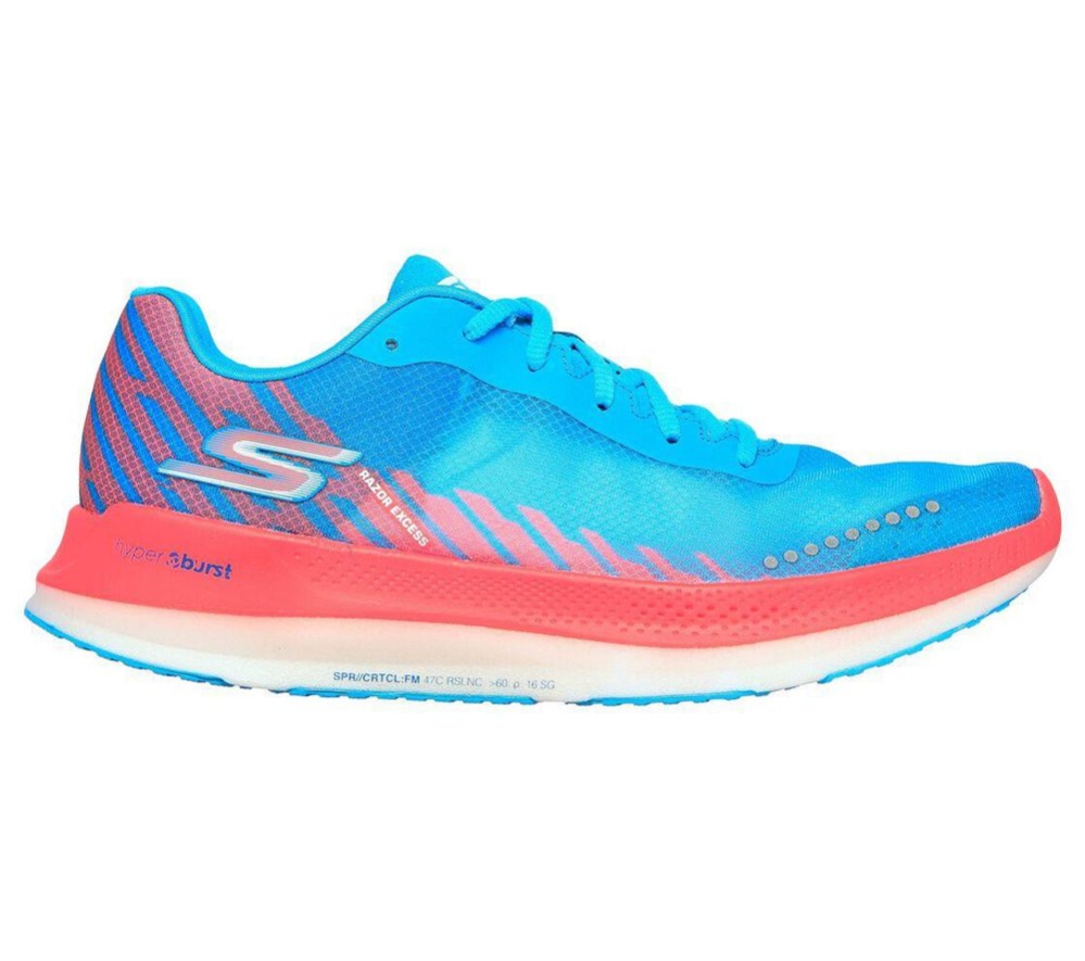 Skechers GOrun Razor Excess Women's Running Shoes Blue Pink | NXWJ56347