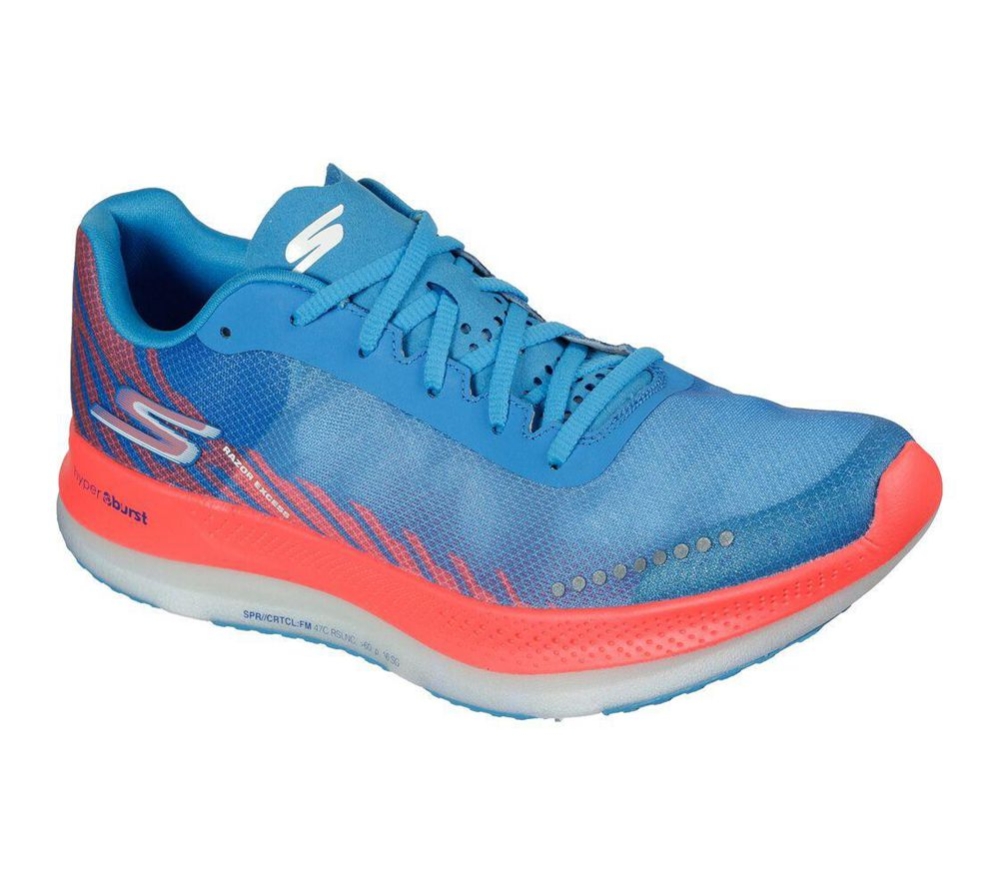 Skechers GOrun Razor Excess Women\'s Running Shoes Blue Pink | NXWJ56347