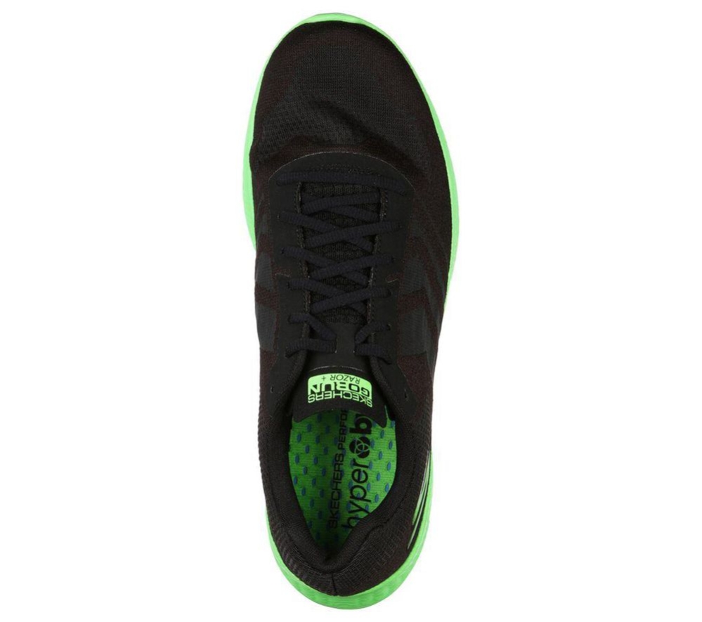 Skechers GOrun Razor+ Men's Running Shoes Black Green | OHDU16247