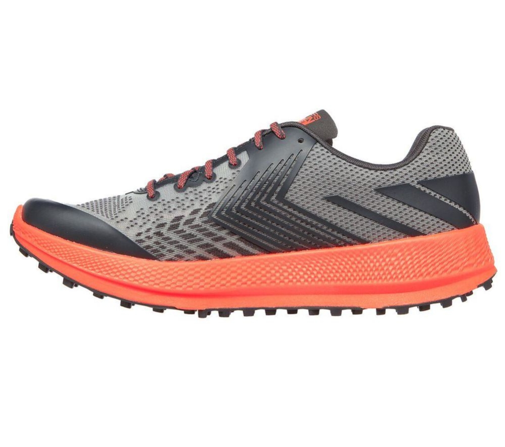 Skechers GOrun Razor Trail Men's Trail Running Shoes Grey Orange Black | FKLV16749