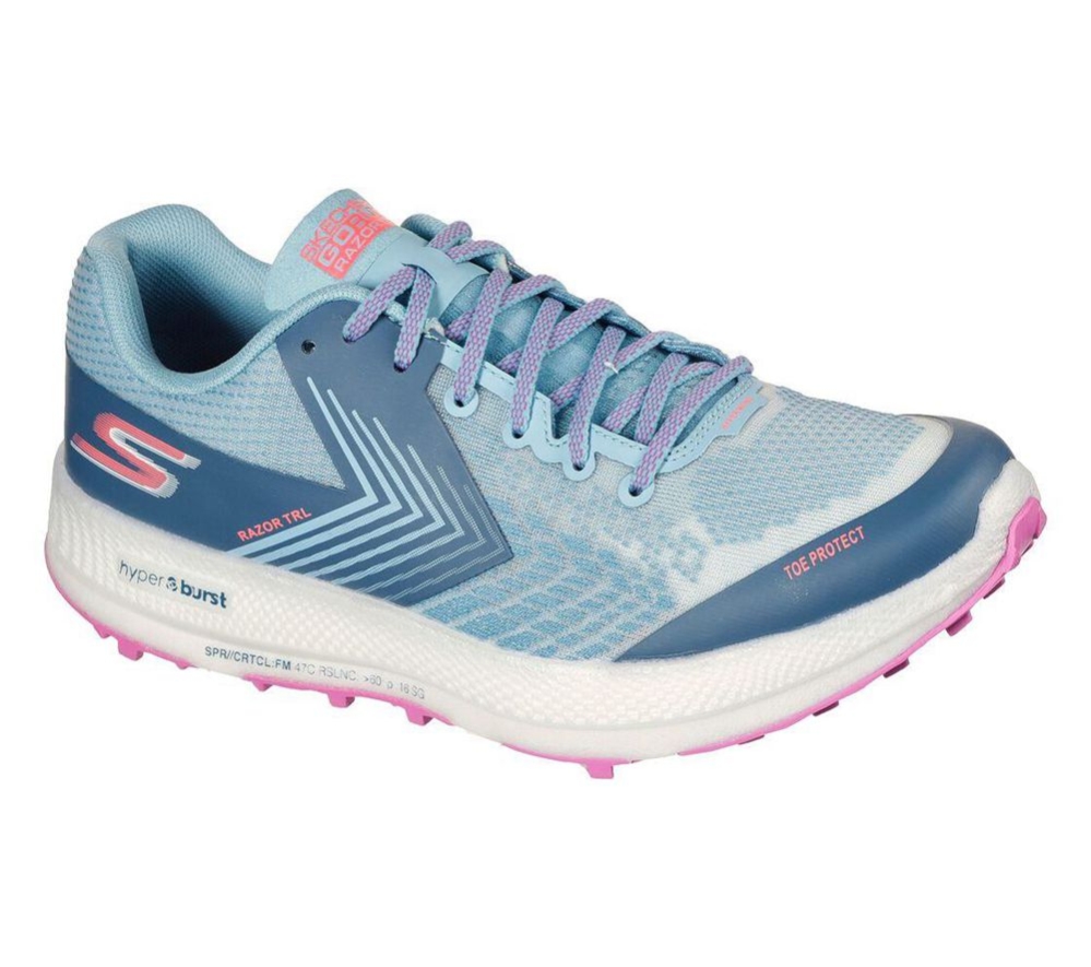 Skechers GOrun Razor Trail Women\'s Trail Running Shoes Blue Purple | SZAH31970