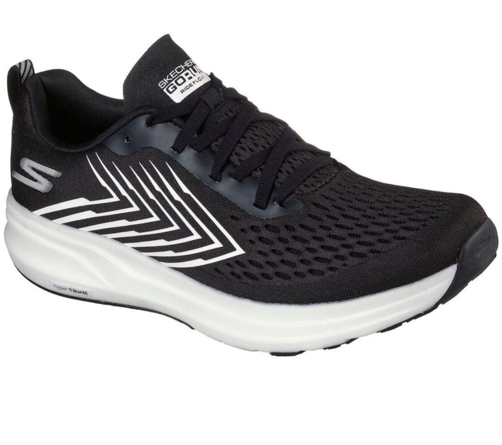 Skechers GOrun Ride Flow Men\'s Running Shoes Black White | KWDP78264