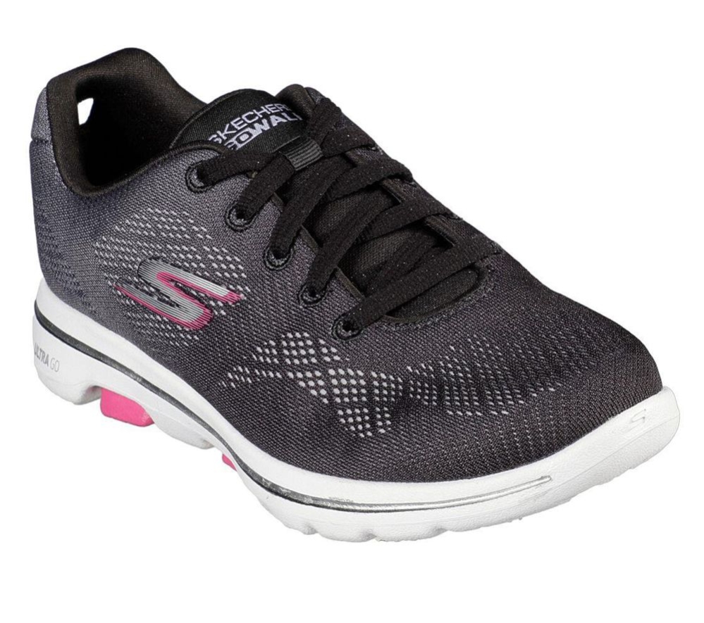 Skechers GOwalk 5 - Alive Women\'s Walking Shoes Black Grey Pink | EHWI35482