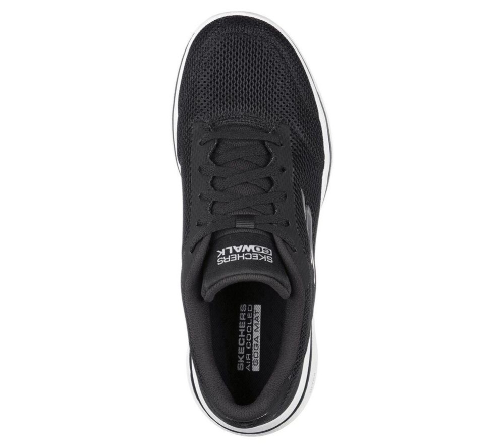 Skechers GOwalk 5 - Lucky Women's Walking Shoes Black White | TCLY71564