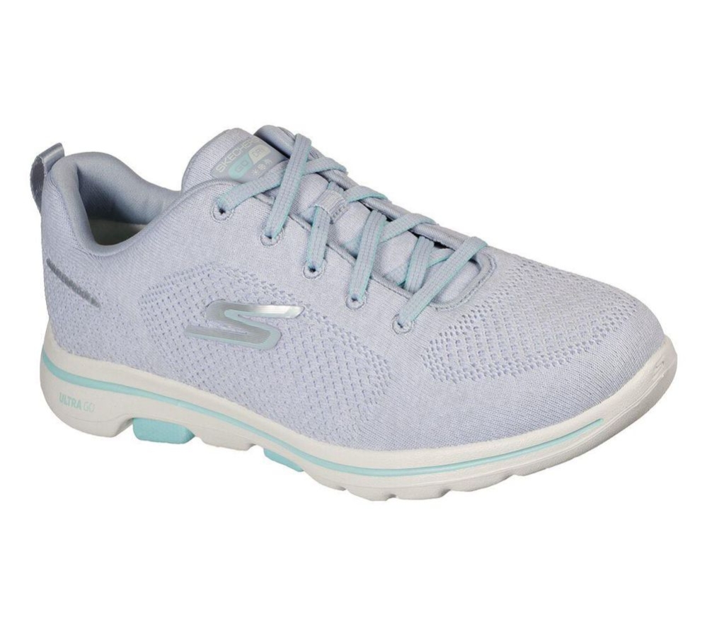Skechers GOwalk 5 - Ocean Path Women\'s Walking Shoes Grey Blue | MNKP27148