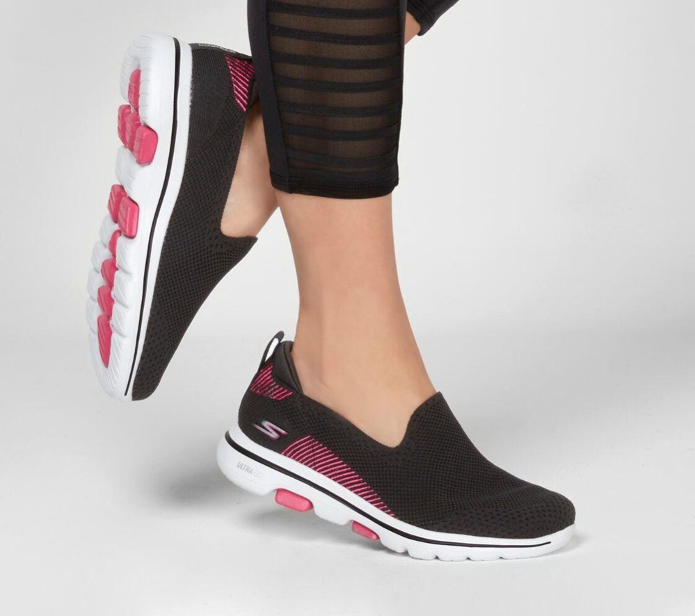 Skechers GOwalk 5 - Prized Women's Walking Shoes Black Pink | JWRL46789