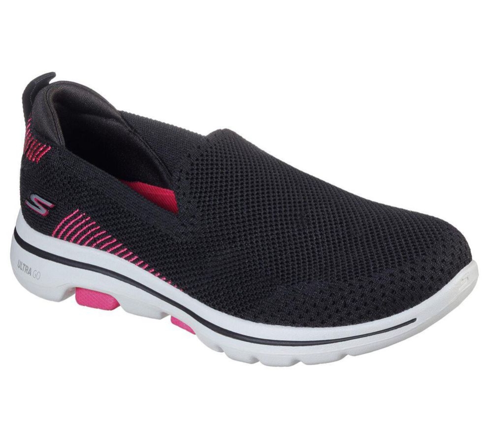 Skechers GOwalk 5 - Prized Women\'s Walking Shoes Black Pink | JWRL46789