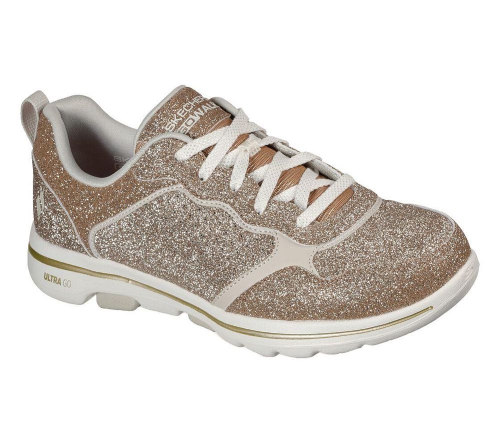 Skechers GOwalk 5 - Sand Glimmer Women\'s Walking Shoes Gold | DLHK29047