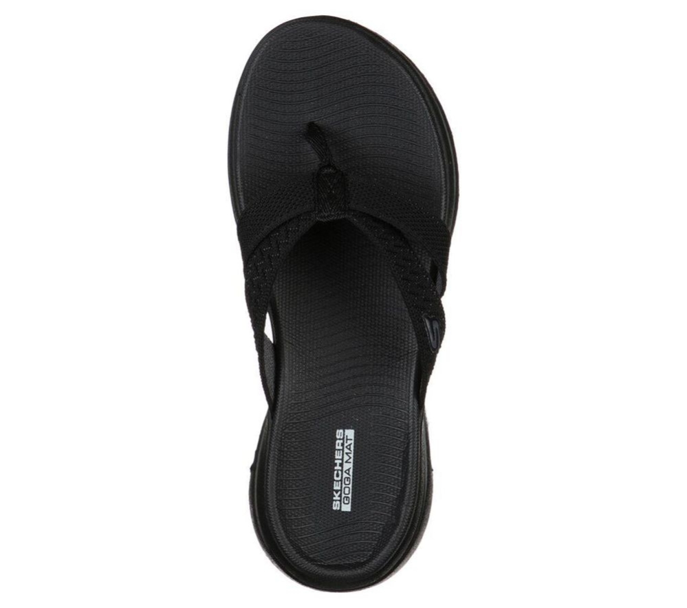 Skechers GOwalk 5 - Sun Kiss Women's Flip Flops Black Grey | AHEX28914