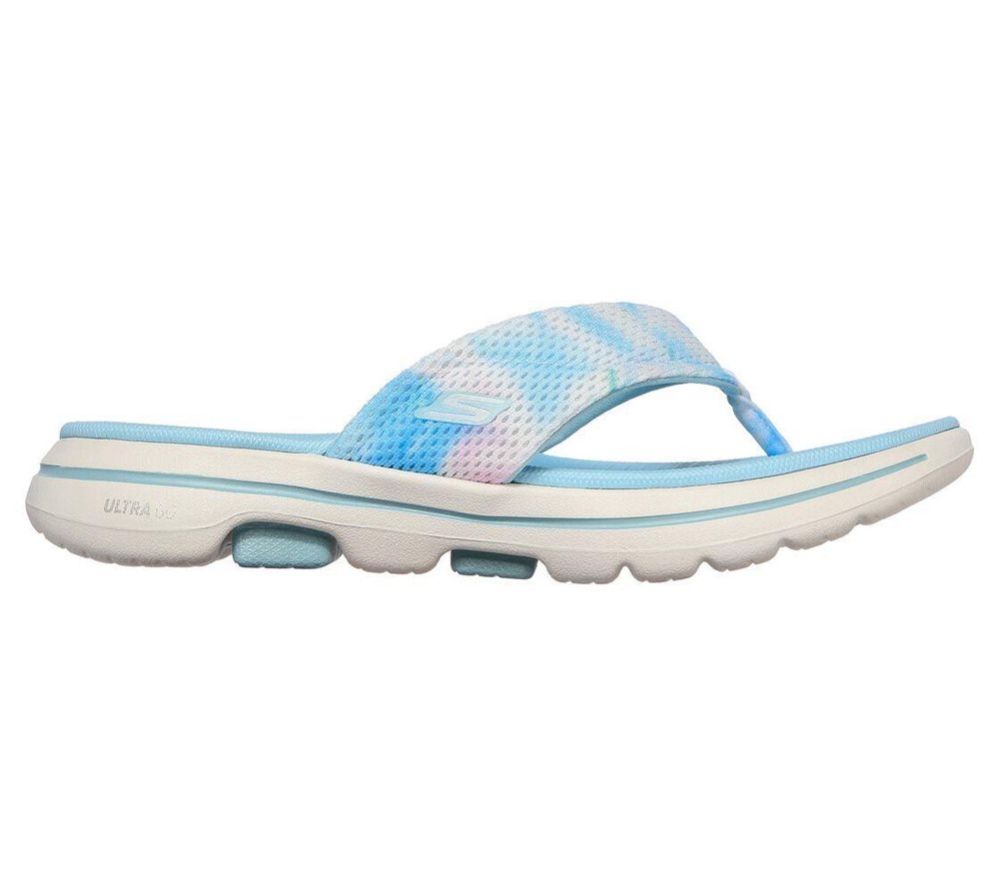 Skechers GOwalk 5 - Wanderlust Women's Flip Flops Blue Multicolor | FVQN34062