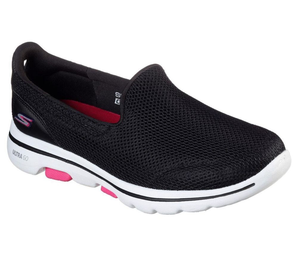 Skechers GOwalk 5 Women\'s Walking Shoes Black Pink | SHCF70124