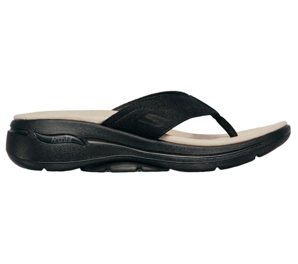 Skechers GOwalk Arch Fit - Five Stars Women's Flip Flops Black | WEUZ76538