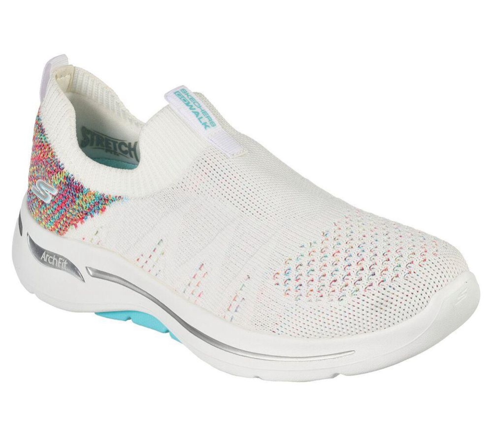 Skechers GOwalk Arch Fit - Fun Times Women\'s Walking Shoes White Multicolor | DMJK78910