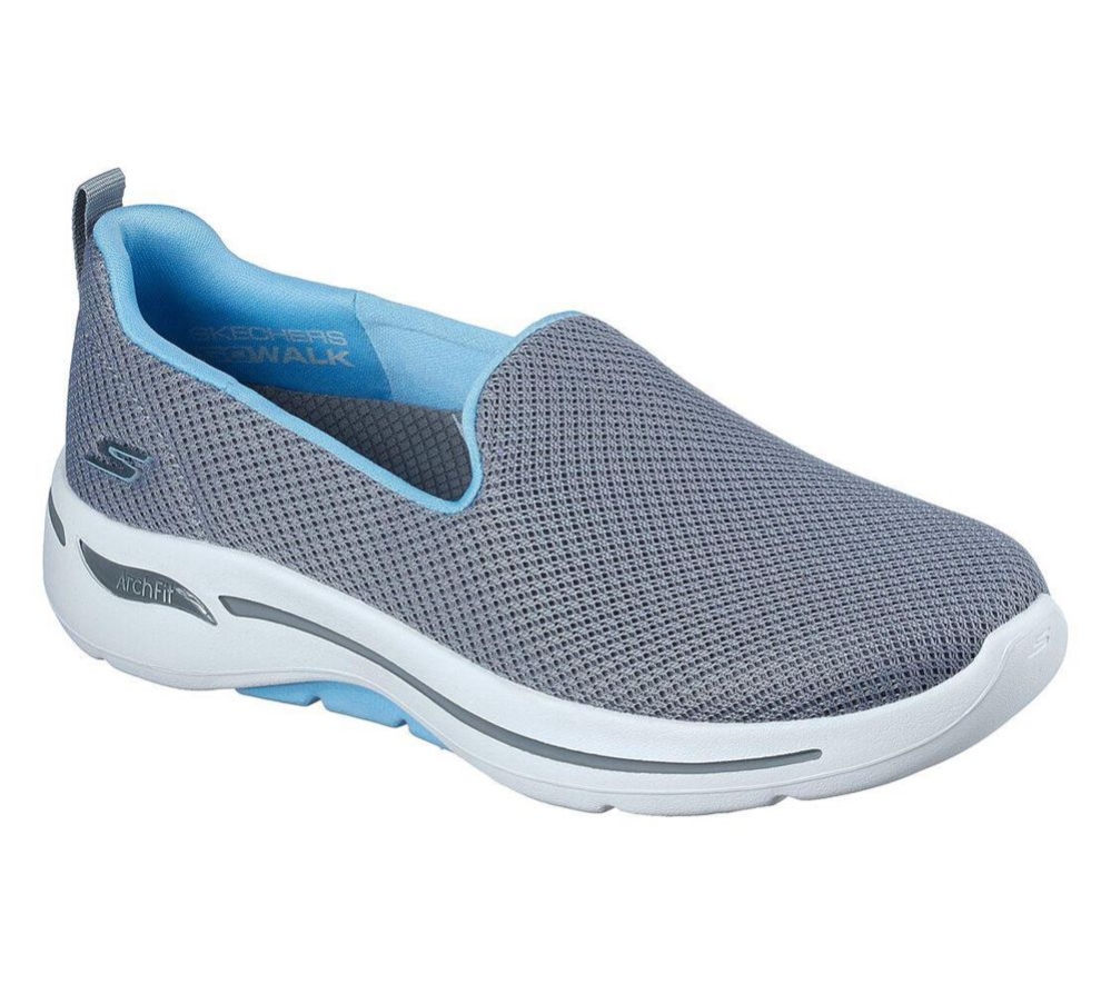 Skechers GOwalk Arch Fit - Grateful Women\'s Walking Shoes Grey Blue | DQIP23054