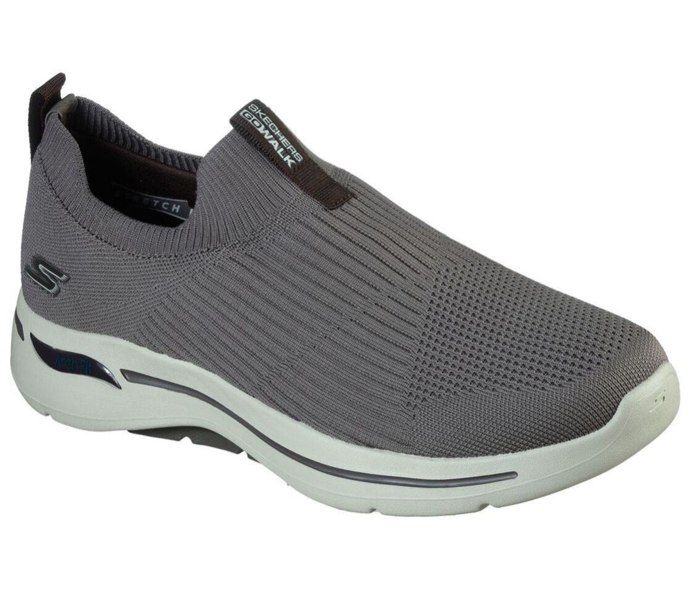 Skechers GOwalk Arch Fit - Iconic Men\'s Walking Shoes Grey Brown | KUBH96327