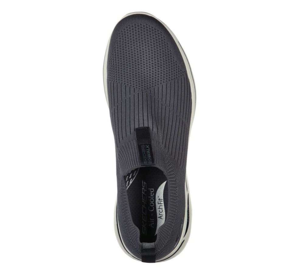 Skechers GOwalk Arch Fit - Iconic Men's Walking Shoes Grey Black | WEHX84527