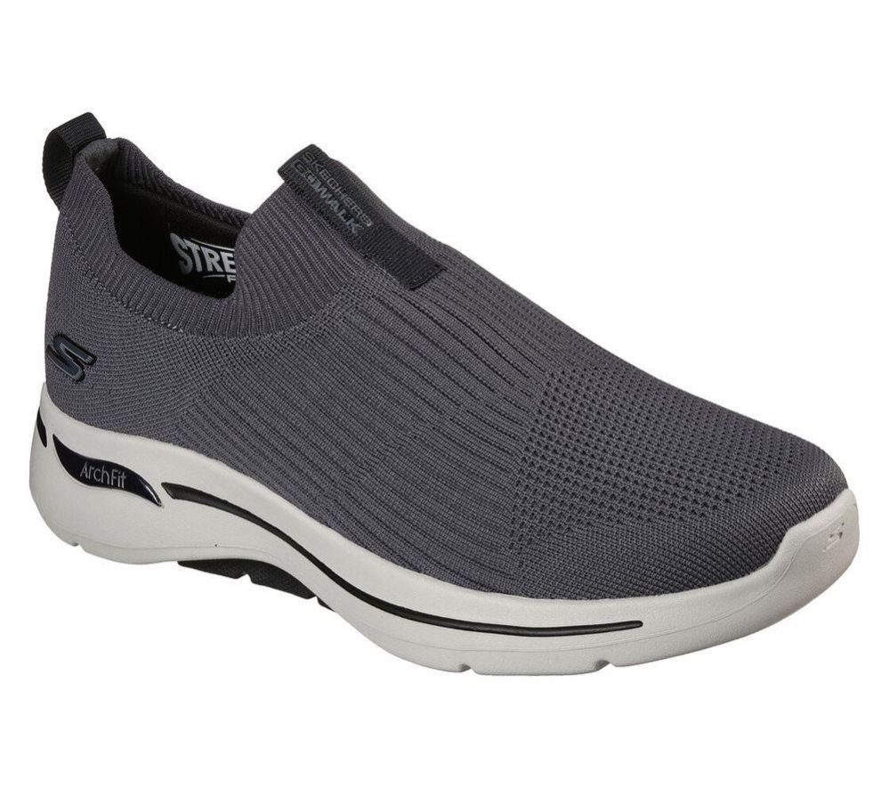 Skechers GOwalk Arch Fit - Iconic Men\'s Walking Shoes Grey Black | WEHX84527