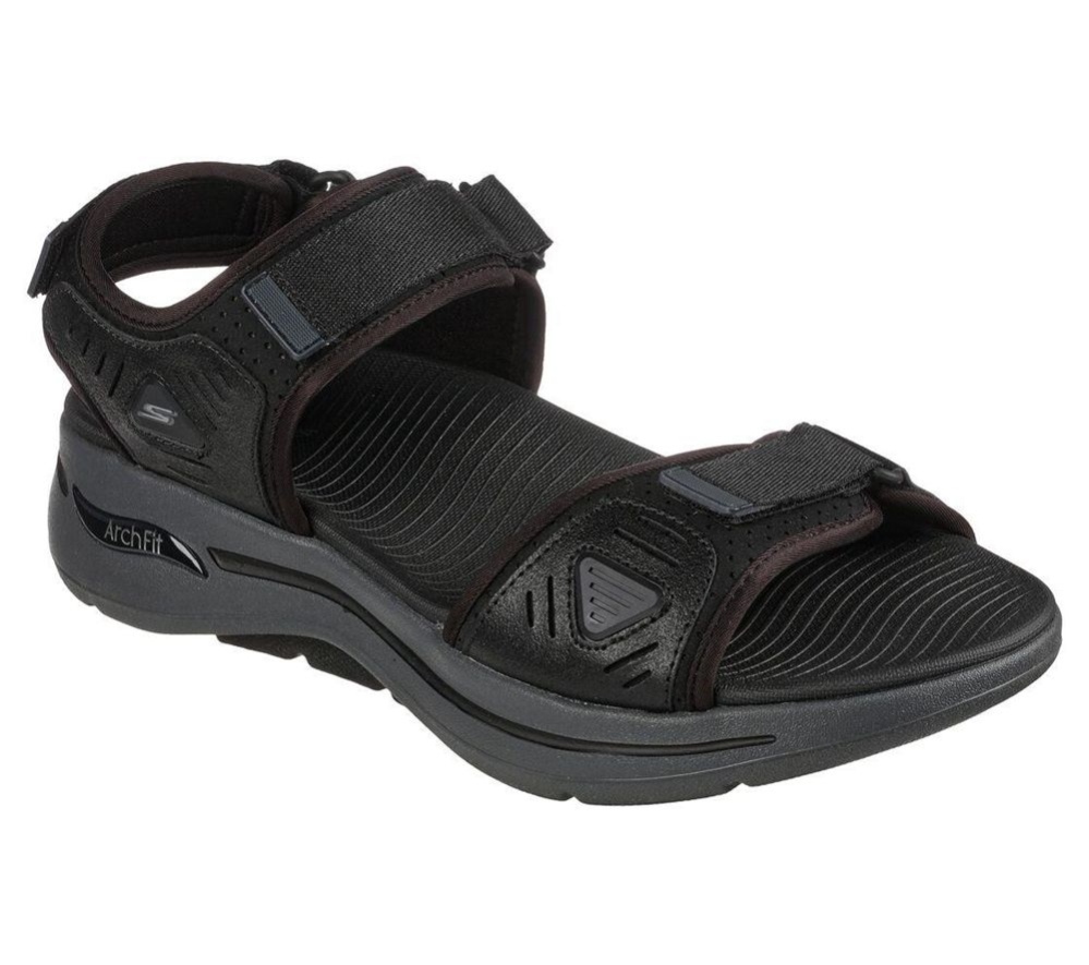 Skechers GOwalk Arch Fit Men\'s Sandals Black Grey | BSTX21058
