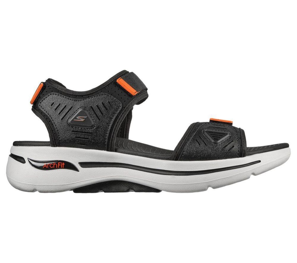 Skechers GOwalk Arch Fit Men's Sandals Black Orange | JGLH83456