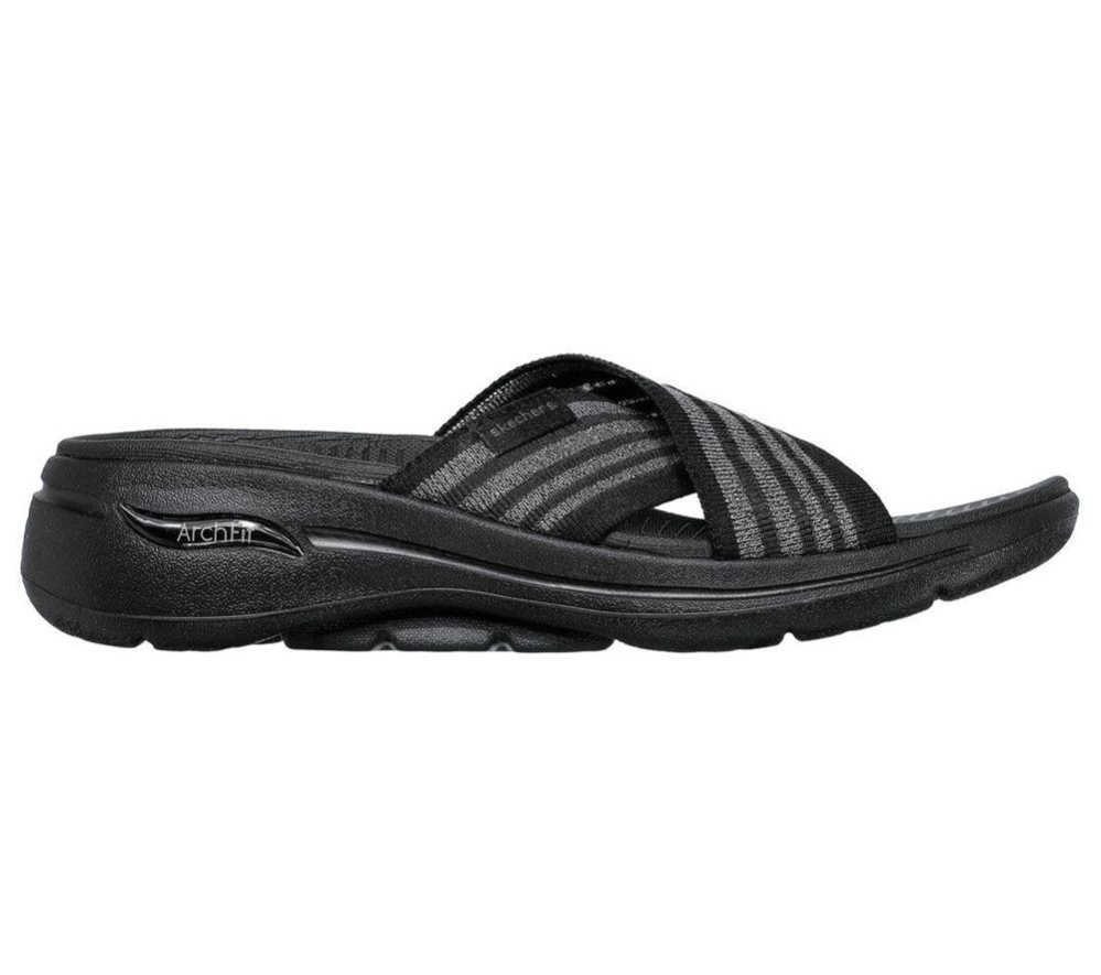 Skechers GOwalk Arch Fit - Serene Women's Slides Black | DQWK95478