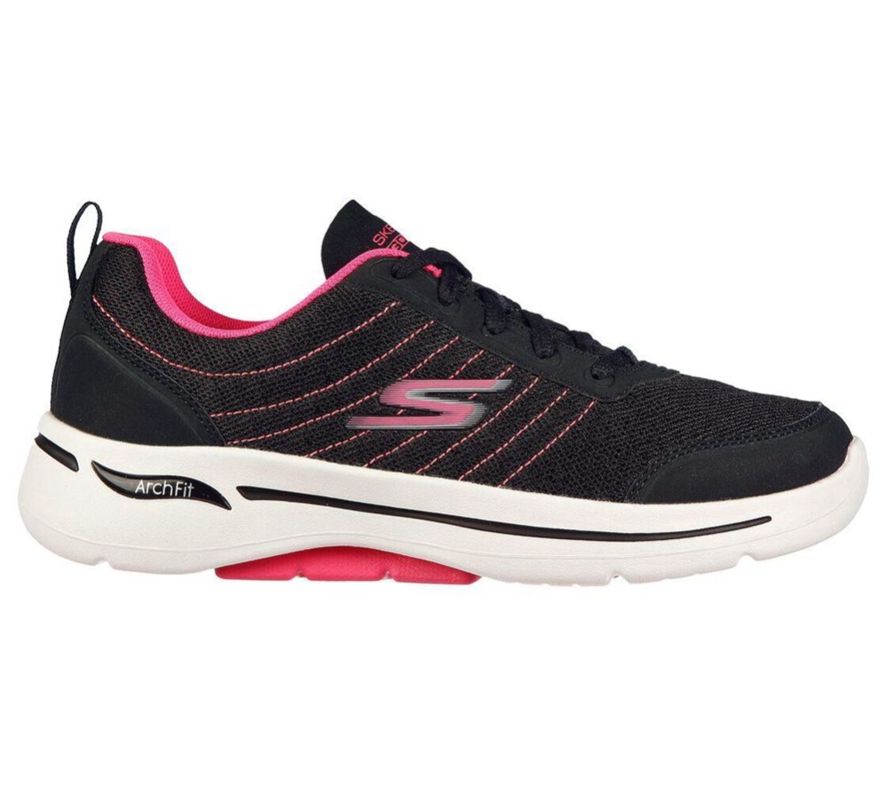 Skechers GOwalk Arch Fit - True Vision Women's Walking Shoes Black Pink | HXED31257